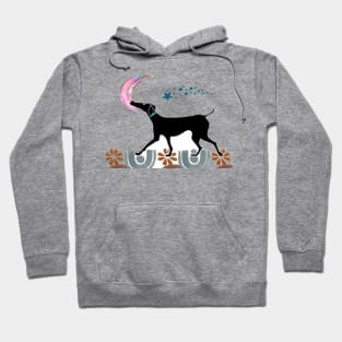 Black Dog Walking in the Moonlight Hoodie